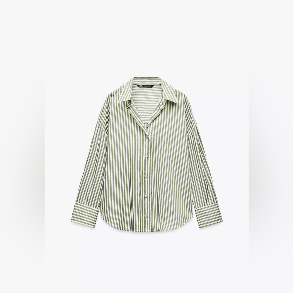 Zara Green Striped Blouse